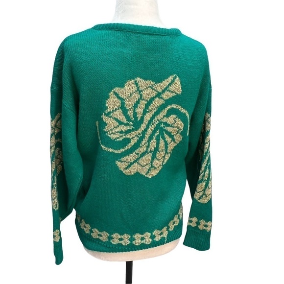 vintage Le Rouge Green/Gold Long Sleeve Sweater Size M/L - Picture 7 of 11
